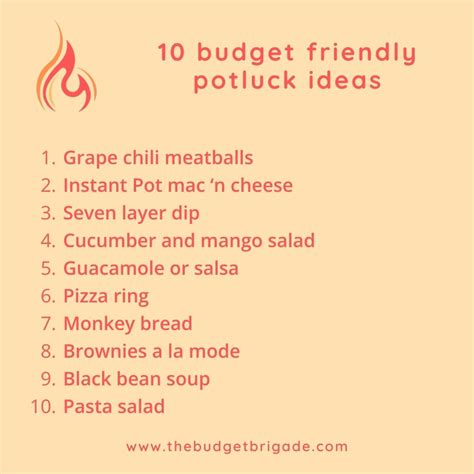 Top 10 Budget Friendly Potluck Ideas