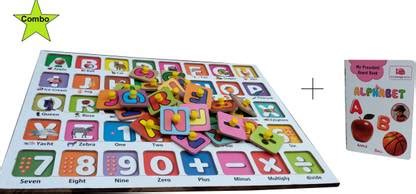 Expertise 3 in 1 Wooden Alphabet,Number,Symbol Puzzles with Pictures ...