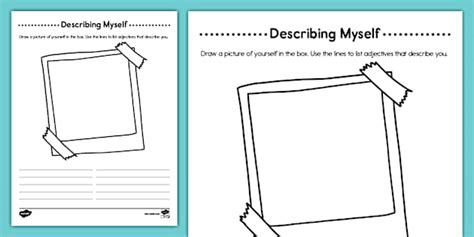 Describing Myself Adjective Worksheet for K-2nd Grade