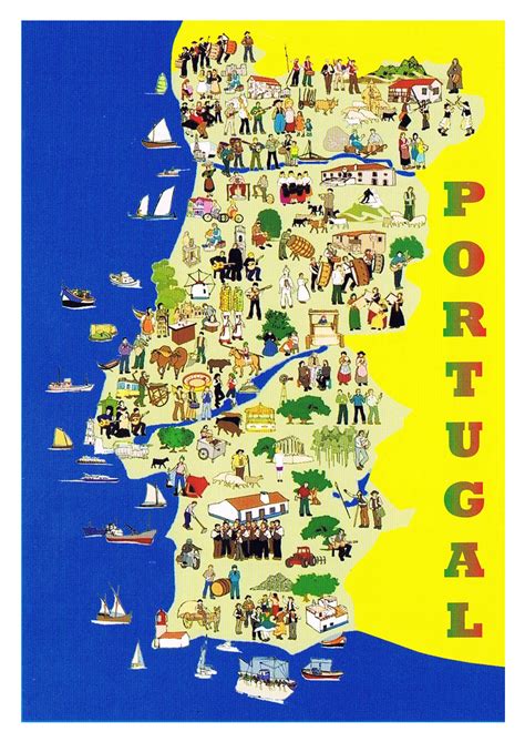 Large illustrated map of Portugal | Portugal | Europe | Mapsland | Maps ...