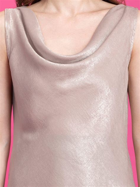 Buy Beige Satin Cowl Neck Formal Tops Online | FableStreet
