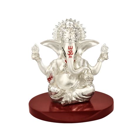 Diviniti 999 Silver Plated Four Hand Lord Ganesha Statue Idol For Car ...