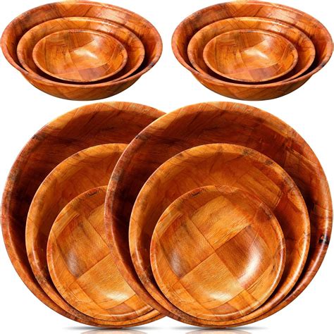 Amazon.com | Wooden Woven Salad Bowl, Woven Wood Snack Bowls 6"-Inch ...