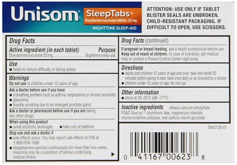 Unisom Sleep Tabs Tablets, 48-Count Health Beauty Personal Care ...