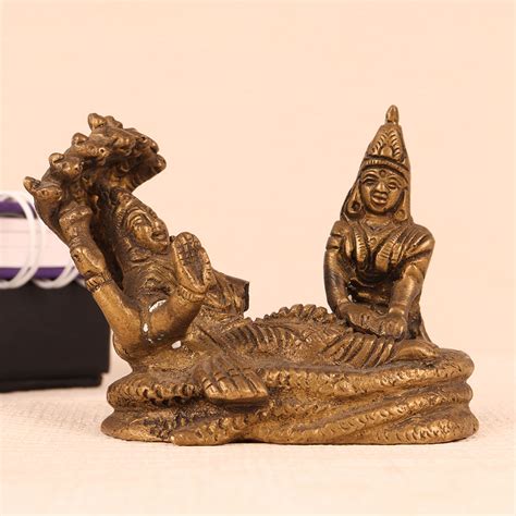 Handmade Lord Vishnu Resting on Sheshnag Brass Statue