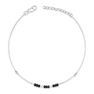 ZAVYA 925 Sterling Silver Coloured Beads Rhodium Plating Chain Anklet ...