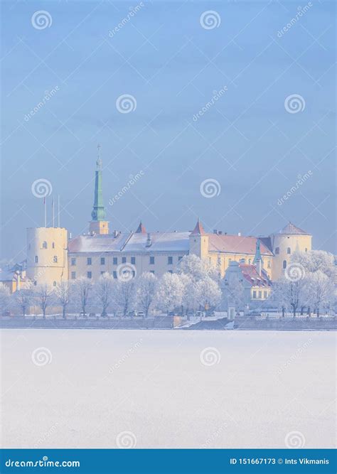 Winter Skyline of Latvian Capital City Riga Old Town Stock Image - Image of blue, february ...
