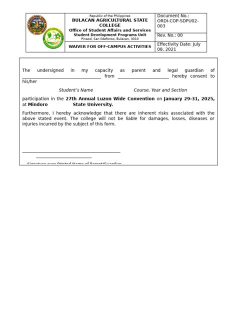 Image result for Waiver Statement Example