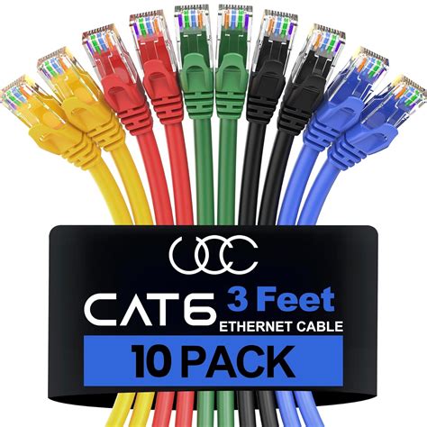 Ethernet Cable CAT6 3 FT - 10-PACK 3 FEET Each - By Ultra Clarity ...