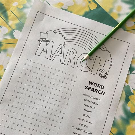 Printable March Word Search - Worksheets Library