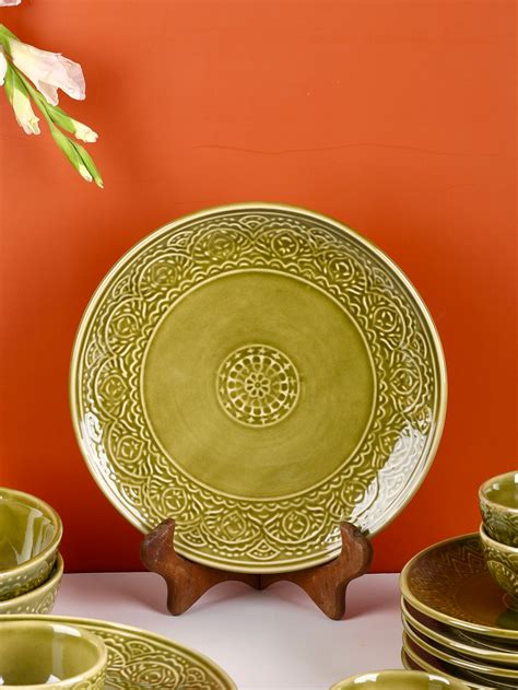 Green Renee Studio Pottery Dinner Plate – OliveHomeAccents