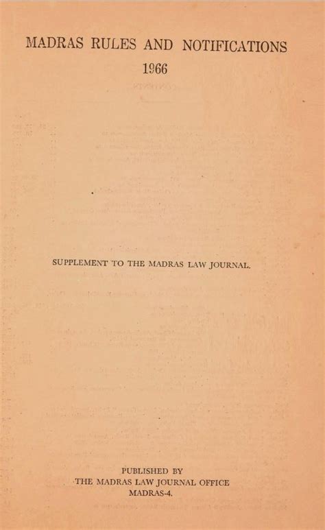 Madras Rules And Notifications 1966 - இதழ்