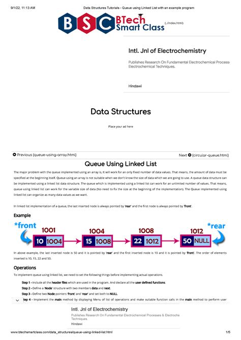 Queue using Linked List with an example program - (../index) Data ...
