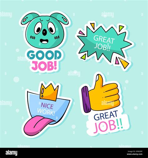 Set of good job and great job stickers Vector illustration Stock Vector ...