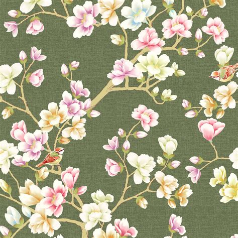 Green And Pink Wallpaper Floral