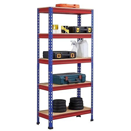 POLITE Adjustable Set of 5-Shelf Metal Compartment Shelving Unit ...