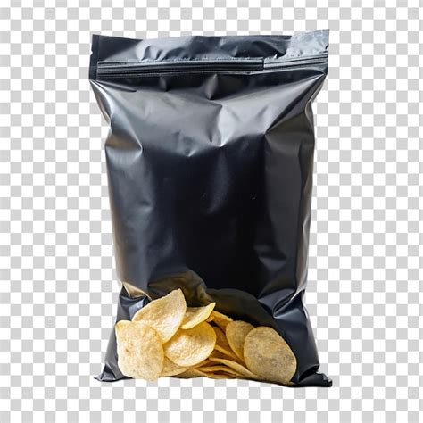 Black packaging for food chips on transparent background | Premium AI ...