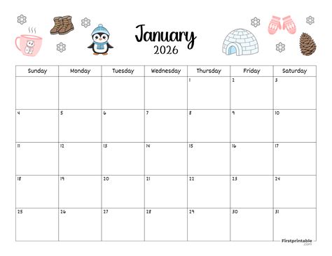 January Calendar 2026 Winter Themed 02 | 50+ Free Printable Planners ...