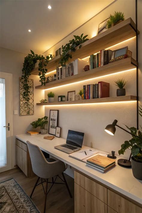 16+ Inspiring Floating Shelves Above Desk Ideas | Small home offices ...