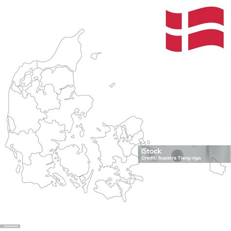 Denmark Map With Administrative Provinces Map Of Denmark Stok Vektör Sanatı & Ada‘nin Daha Fazla ...