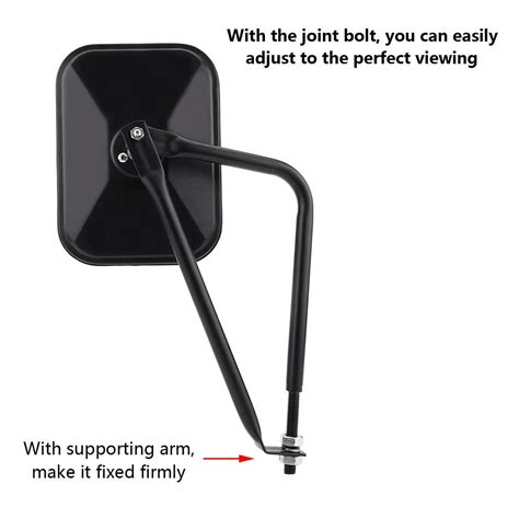 Buy HERCHR Rear View Mirror, Rectangular Door-less Shake-proof Side ...