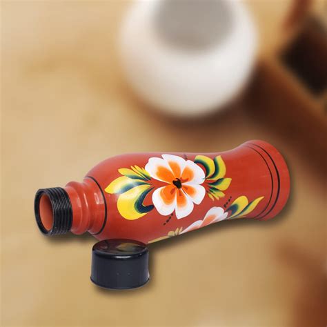 Ekan Colourful Pure and Natural Clay Water Bottle Handmade Clay Water ...