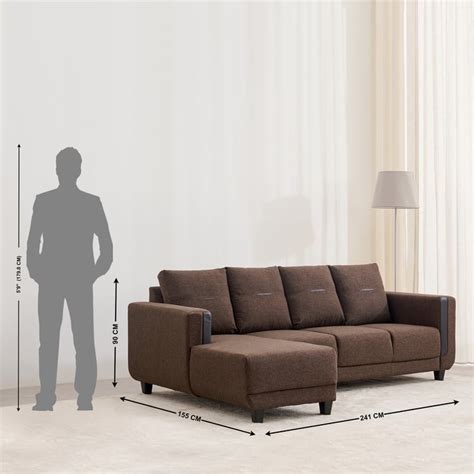 Buy Berry Fabric 3-Seater Sofa with Left Chaise - Brown from Home ...