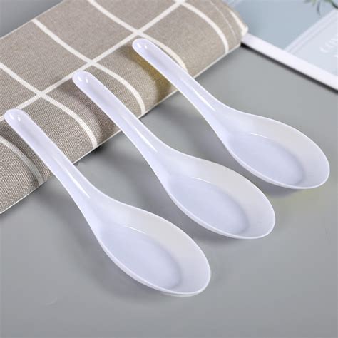 Amazon.com: Disposable wihte Plastic Spoons, 50 PCS Asian Soup Spoons ...