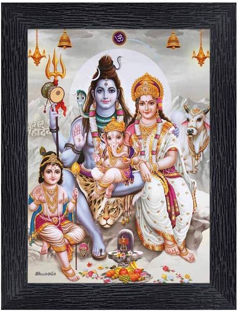 Lord Shiva & Family Wooden Table Photo Frame For Pooja Room Size Small ...