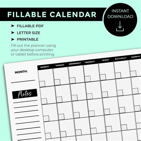 Fillable Calendar 的图像结果
