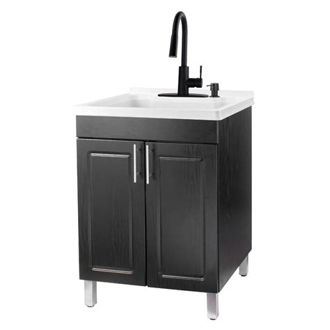 TEHILA Black Utility Sink Laundry Vanity with Black Finish Pull-Down ...