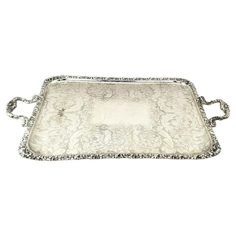 Large Antique Birks Silver Plated Serving Tray with Leaf and Berry ...