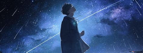 Alone Anime Boy Scenery 4K wallpaper download