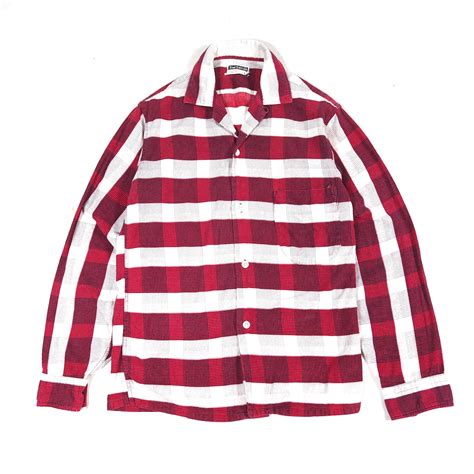60’s TOM SAWYER Open Collar Print Flannel Shirt Youth Size オープンカラー プリント ...
