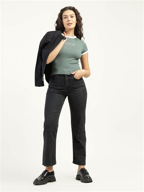 Women's Black Ribcage Straight Fit High Rise Jeans – Levis India Store