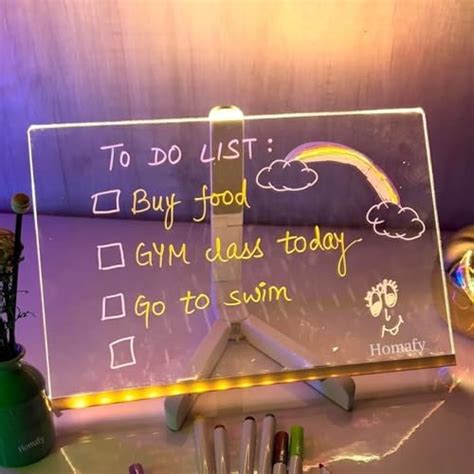 Homafy 3D Acrylic LED Message Board | Complete with Pens | Ideal for ...