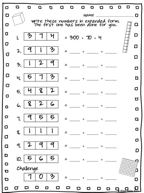 Image result for First Grade Expanded Form Worksheet