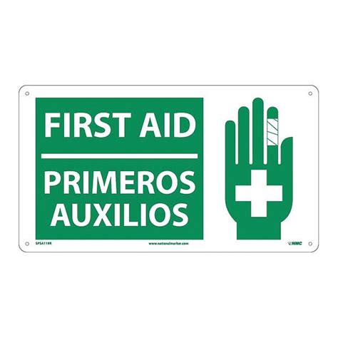 Nmc First Aid Sign - Bilingual, SPSA119R SPSA119R | Zoro