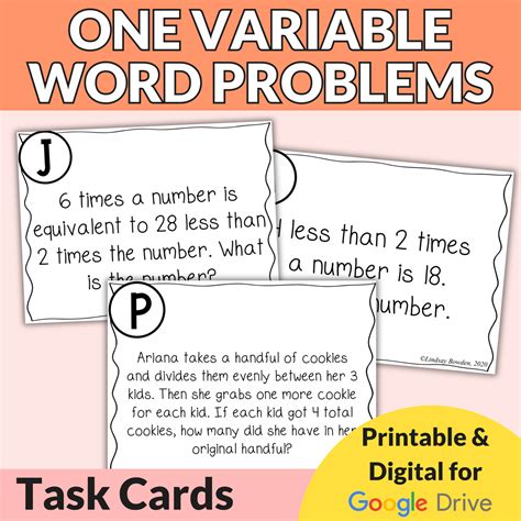 Image result for Linear Word Problems in One Variable Algebra 1
