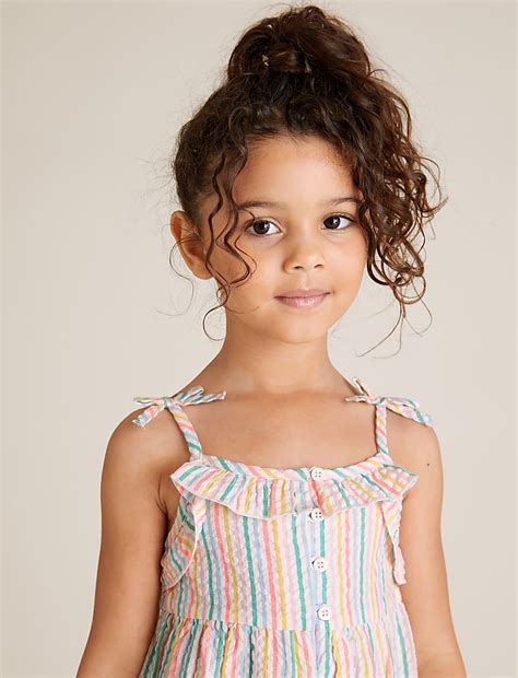 Buy Cotton Rich Striped Playsuit (2-7 Years) at Marks & Spencer