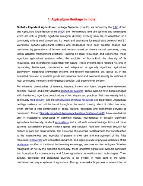 Agriculture Heritage in India - Studocu