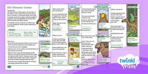 Dinosaur Games - KS1 - Twinkl Move (teacher made) - Twinkl
