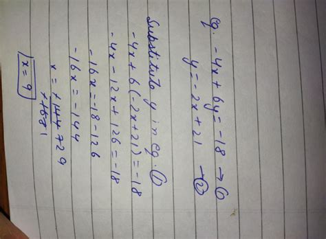 What is the solution to the system of equations below? Negative 4 x + 6 ...