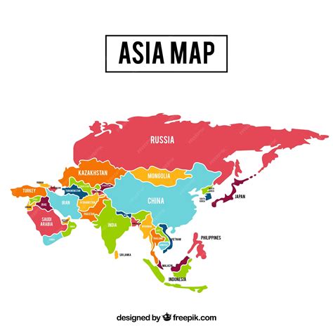 Map of asia continent with different colors | Premium Vector