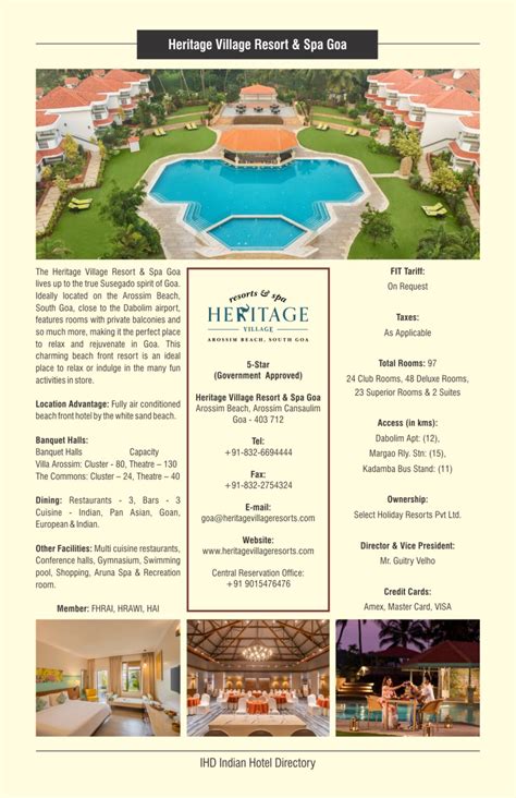 Goa-Heritage Village Resort & Spa – IHD Indian Hotel Directory