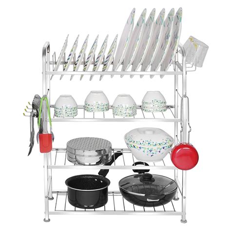 SteelManic Stainless Steel 4-Tier Kitchen Utensil Dish Rack ...