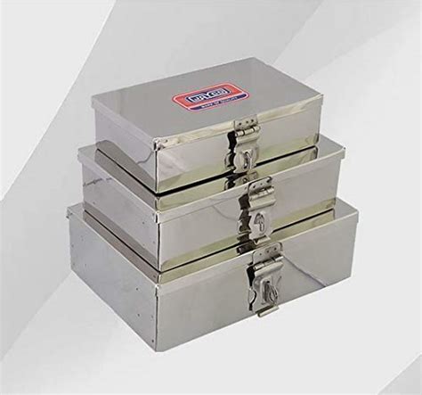 JAYCO Stainless Steel Storage Boxes/SS Puja Peti - Set of 3 (7"-8"-9 ...