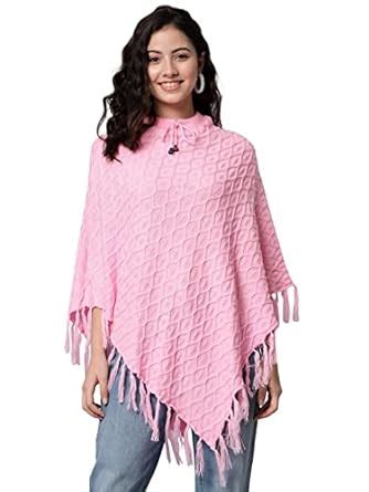 Buy eWools Woman's Standard Length Wool Cape Jacket Baby Pink Large at ...