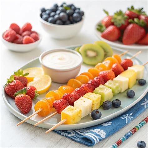 Rainbow Fruit Skewers with Yogurt Dip Recipe
