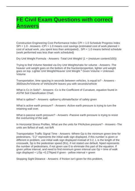 Image result for Fe Civil Exam Sample Questions